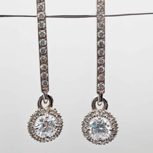 E695 - Diamond Bar and Drop Earrings