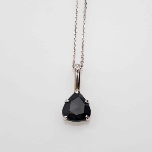 N230 - Deep Blue Sapphire Triangle Drop Necklace