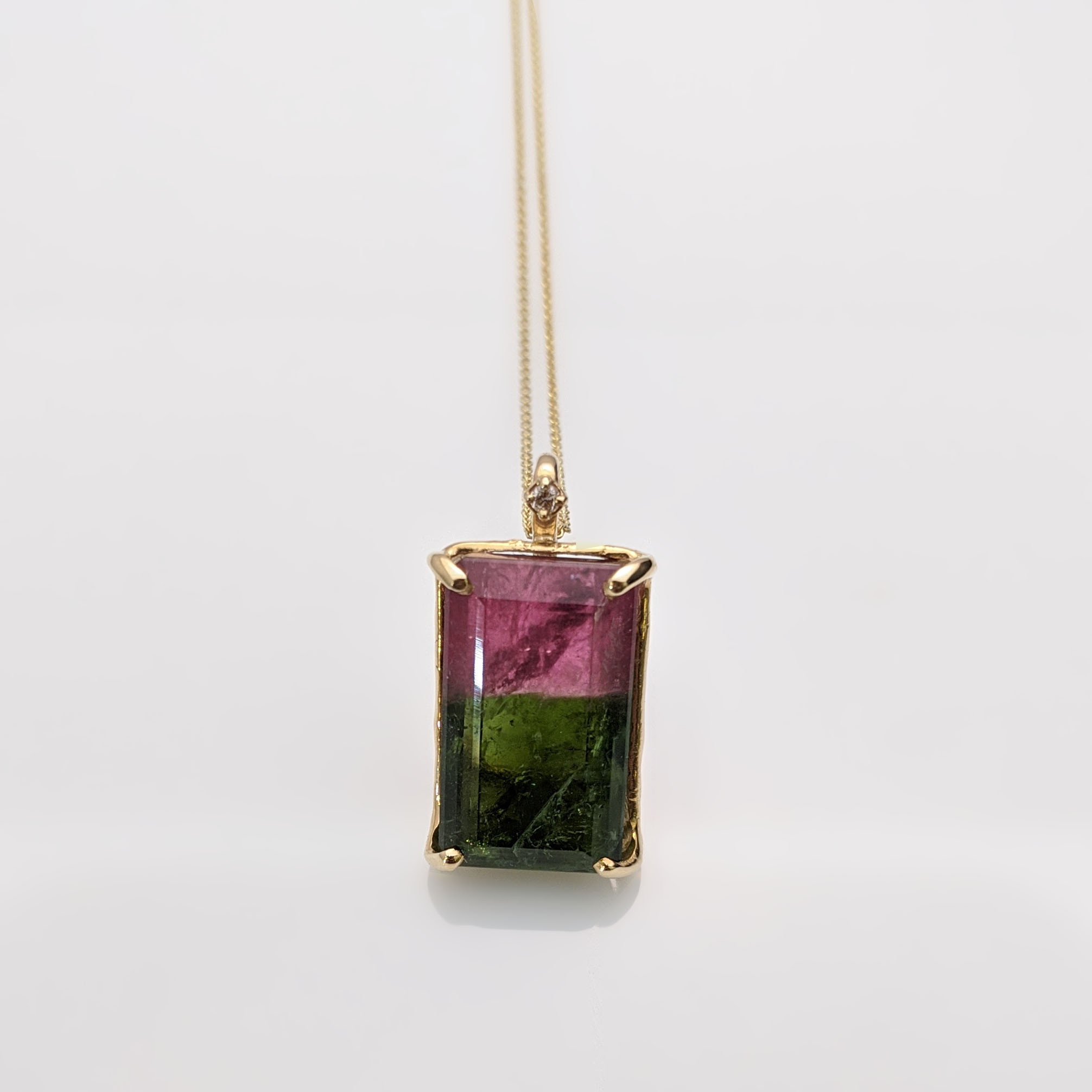 Amazon.com: Watermelon Tourmaline Rectangle Necklace full Sterling Silver  Made Rainbow Pink Tourmaline Pendant : Handmade Products